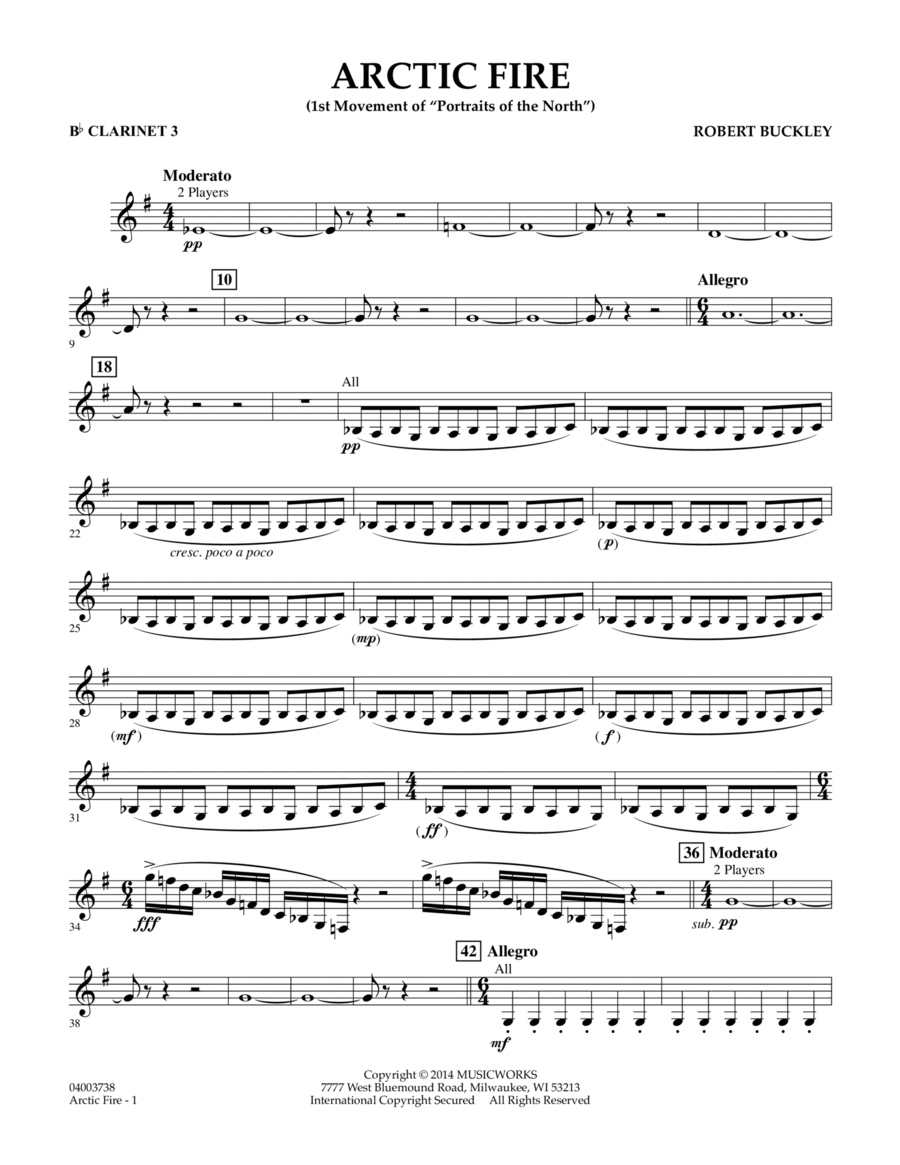 Arctic Fire - Bb Clarinet 3 Concert Band scores gallery preview page 1