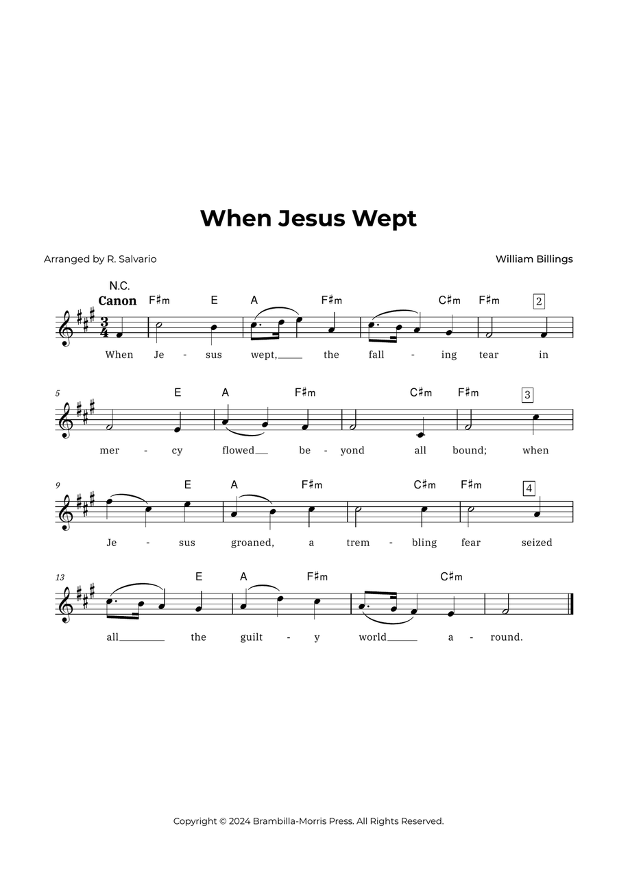 When Jesus Wept (Key of F-Sharp Minor) Piano scores gallery preview page 1