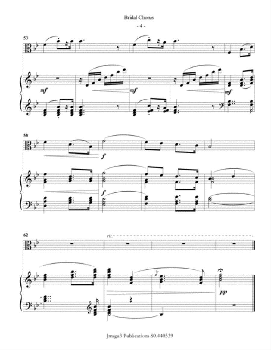 Wagner: Bridal Chorus for Viola & Piano Choir scores gallery preview page 4
