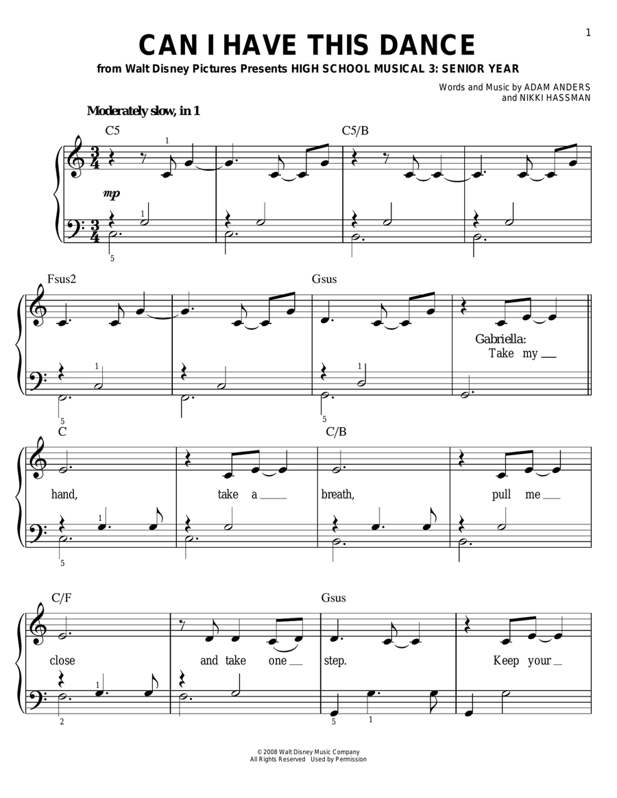 Can I Have This Dance Easy Piano scores gallery preview page 1