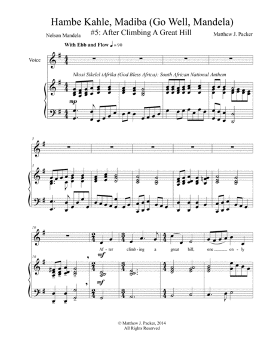 After Climbing A Great Hill (#5 in Hambe Kahle, Madiba) Voice Solo scores gallery preview page 1
