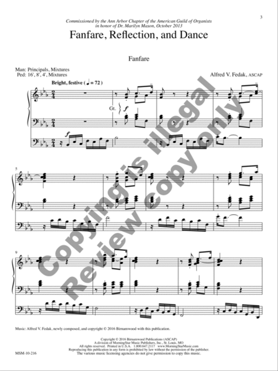 Fanfare, Reflection, and Dance Organ scores gallery preview page 8