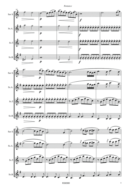 Theme from "Romance in F" for Saxophone Quartet (satb/aatb) score & parts image number null