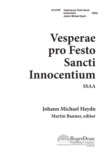 Vesperae Pro Festo Sancti Innocentium