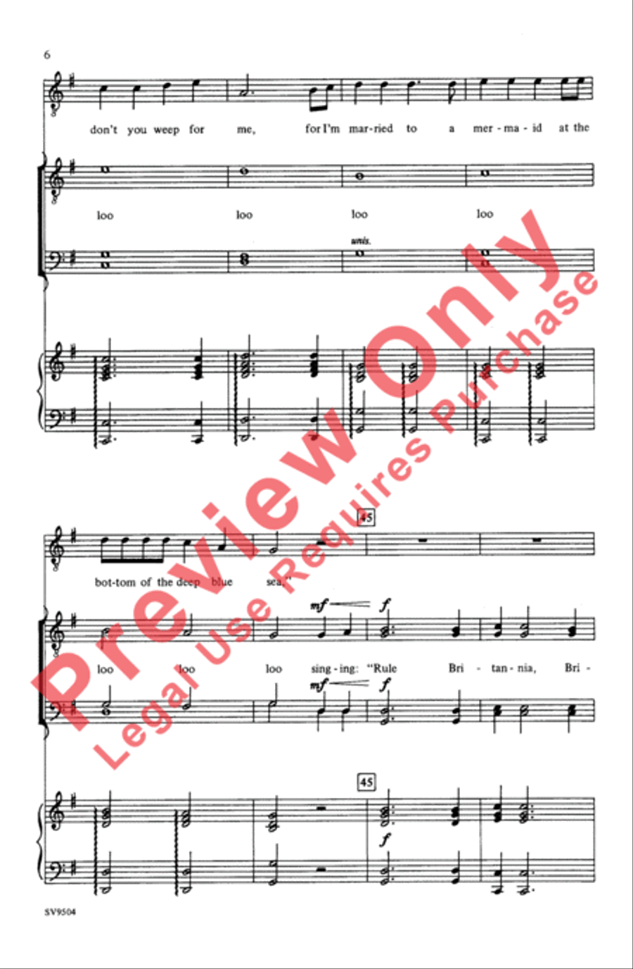 The Mermaid Men's Choir scores gallery preview page 6