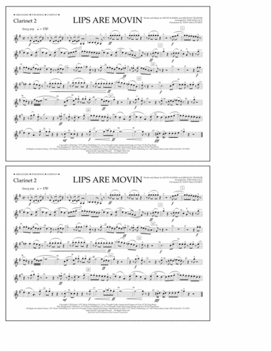 Lips Are Movin - Clarinet 2 Marching Band scores gallery preview page 1