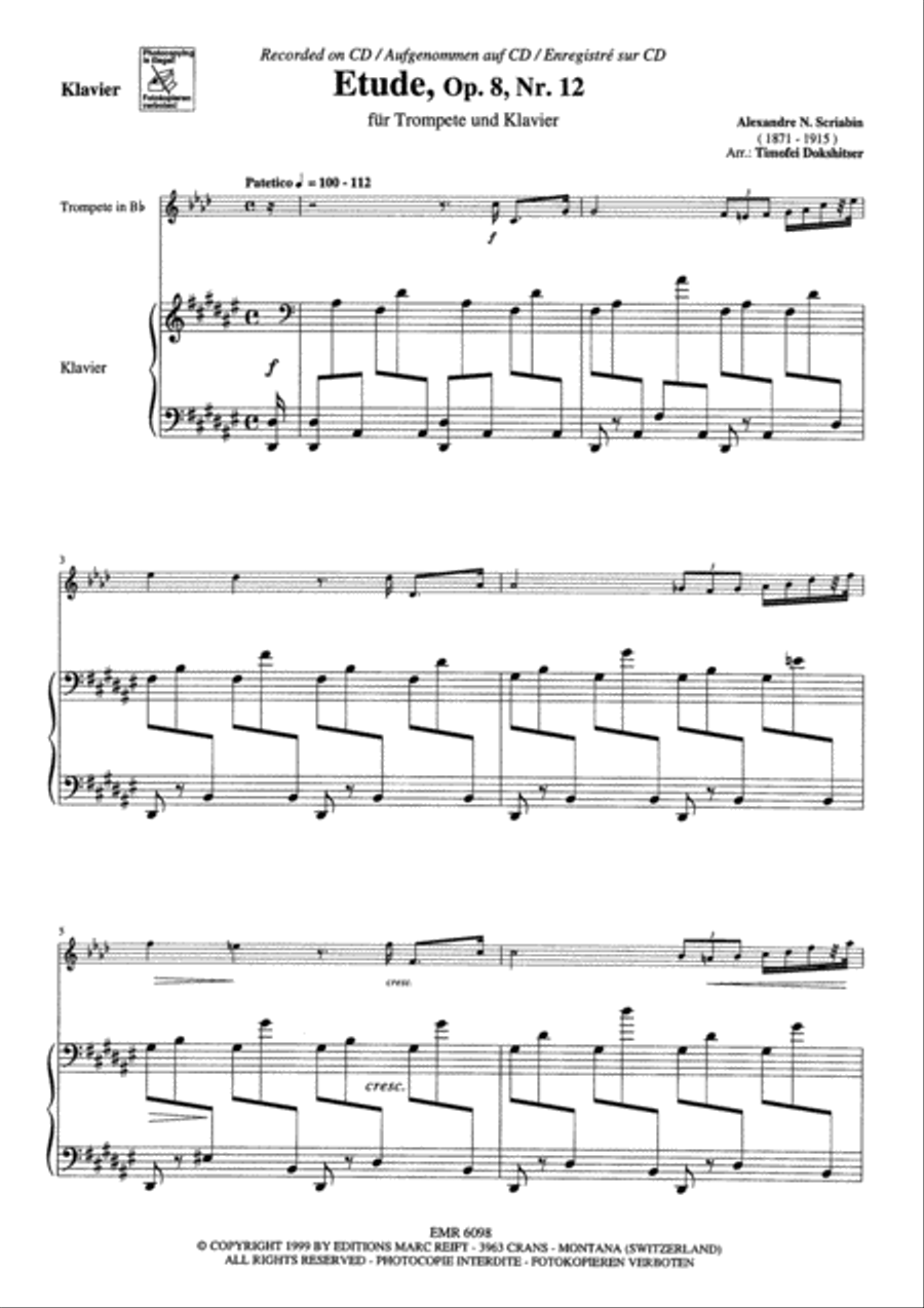 Etude Op. 8 No. 12 Cornet scores gallery preview page 4
