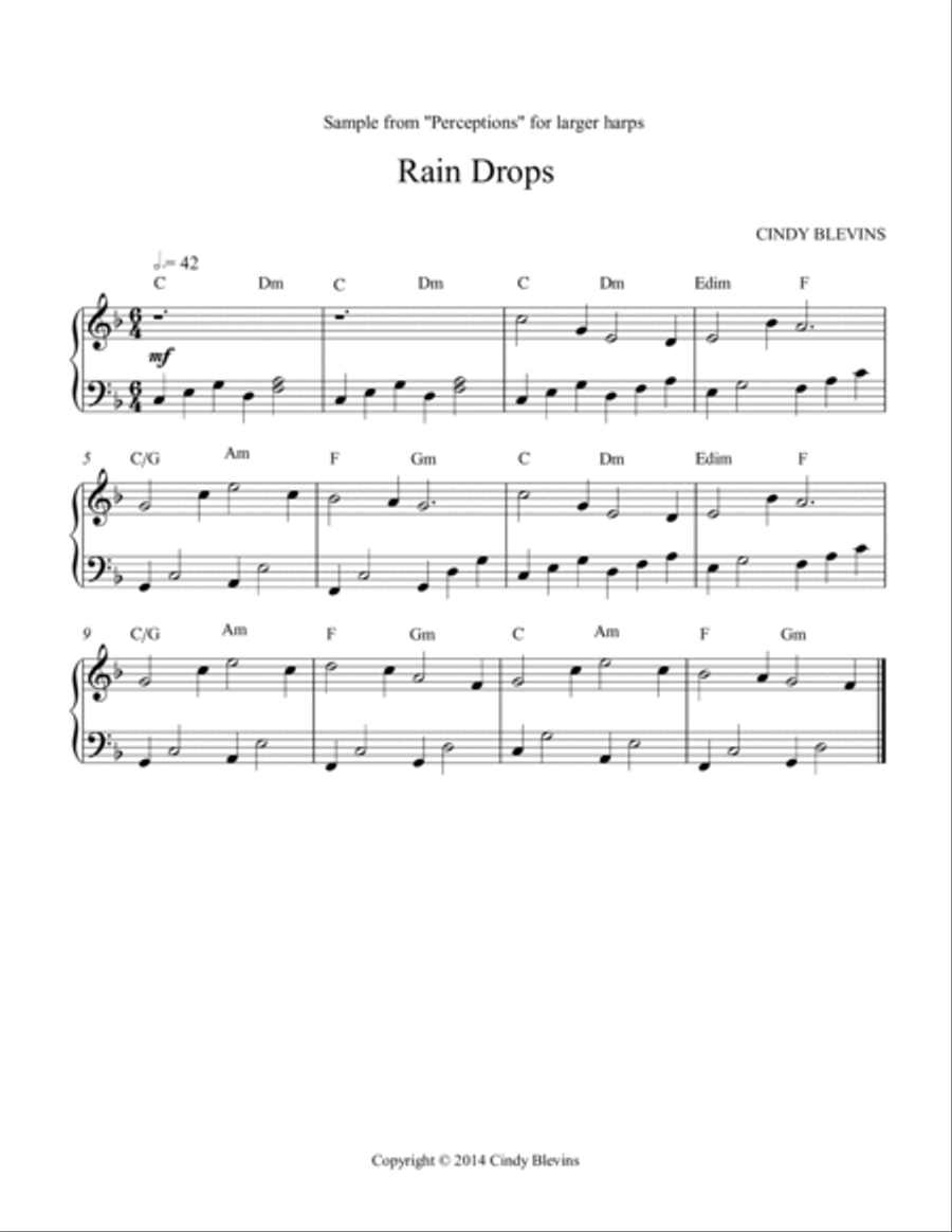 Perceptions, 14 original harp solos based upon modal and exotic scales, for Lever or Pedal Harp Pedal Harp scores gallery preview page 5