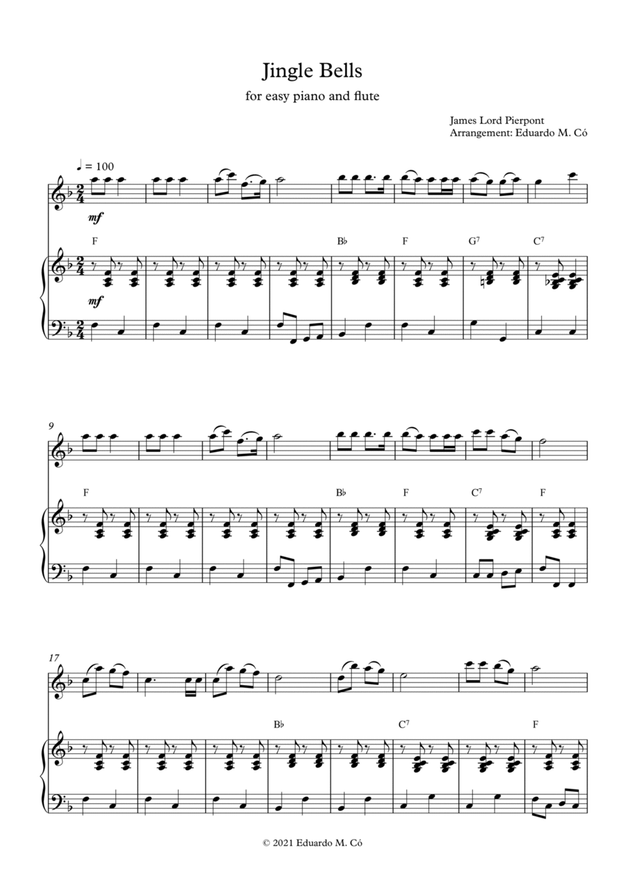 Jingle Bells Flute scores gallery preview page 1