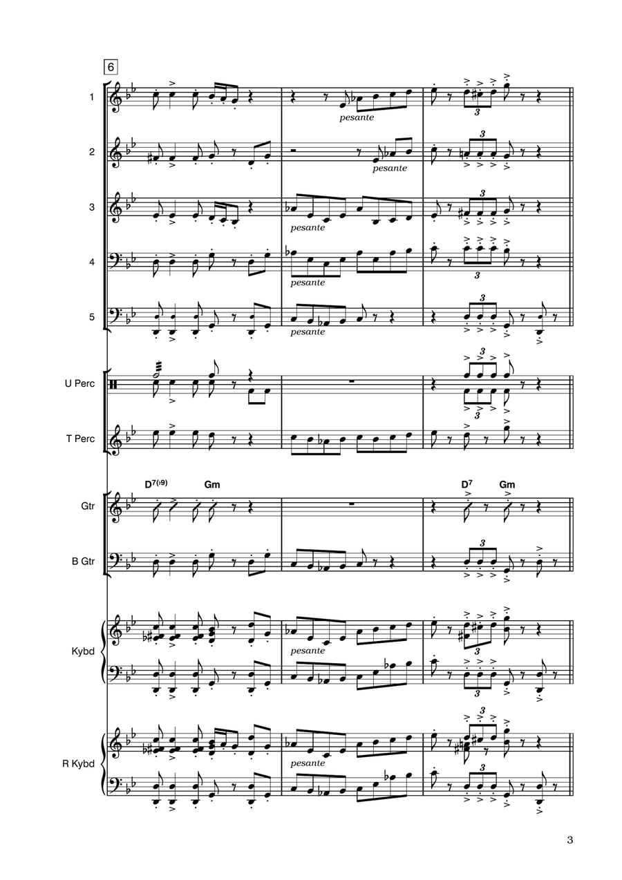 Toreador's Song - in G for flexible ensemble Bass Guitar scores gallery preview page 3