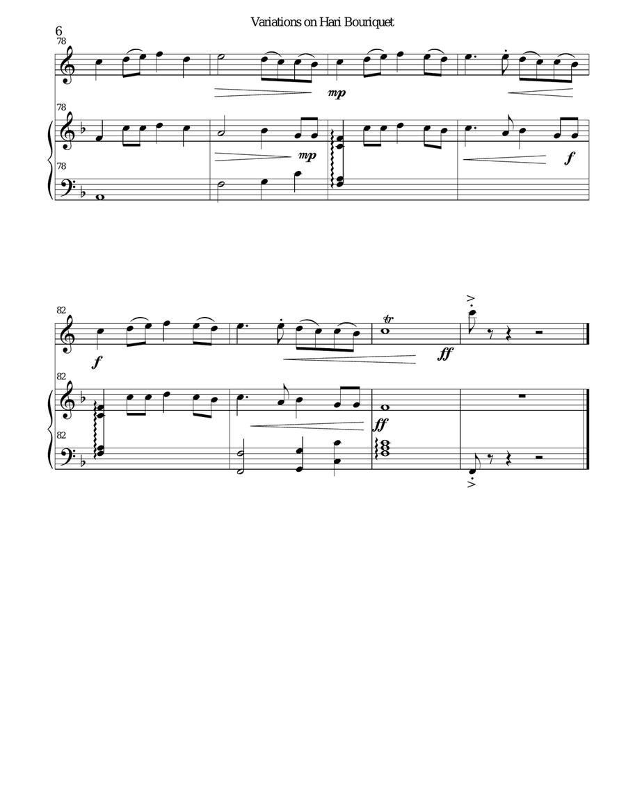 Variations on Hari Bouriquet for cor anglais and harp English Horn scores gallery preview page 6