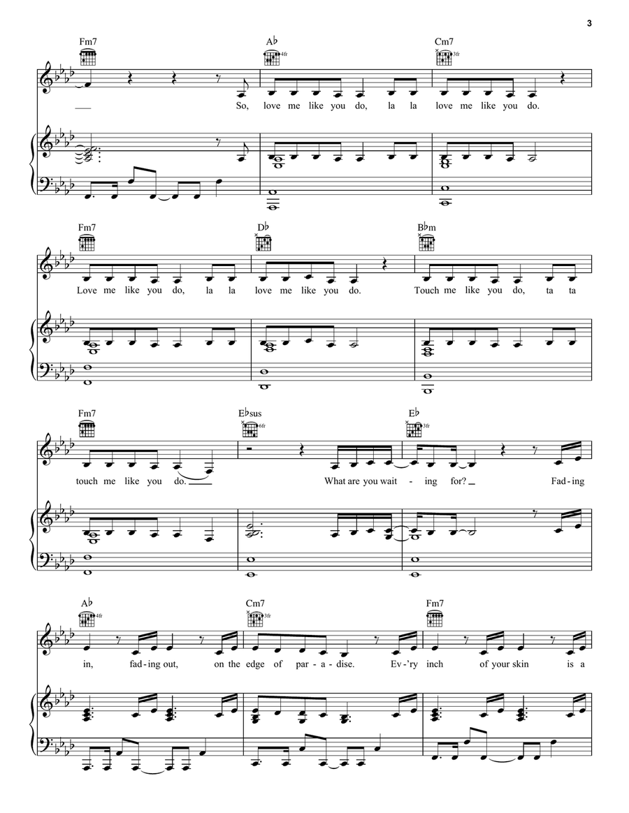 Love Me Like You Do Love Me Like You Do Piano, Vocal, Guitar scores gallery preview page 3