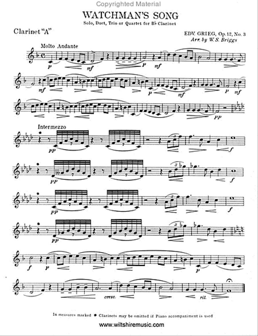 Watchman's Song Watchman's Song Clarinet scores gallery preview page 2