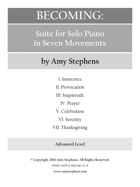 Becoming: Suite for Solo Piano in Seven Movements image number null