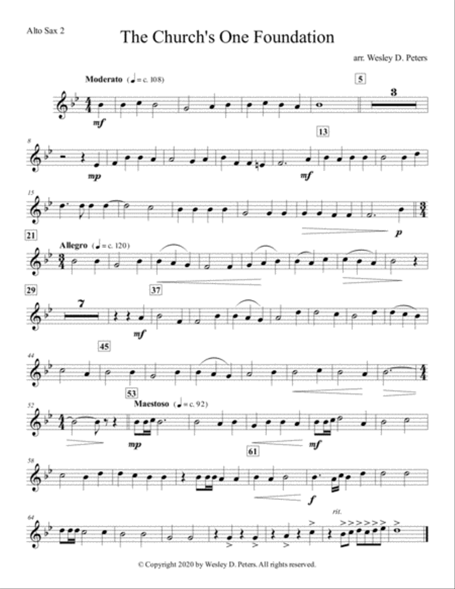 The Church's One Foundation (Sax Quartet) Saxophone Quartet scores gallery preview page 3