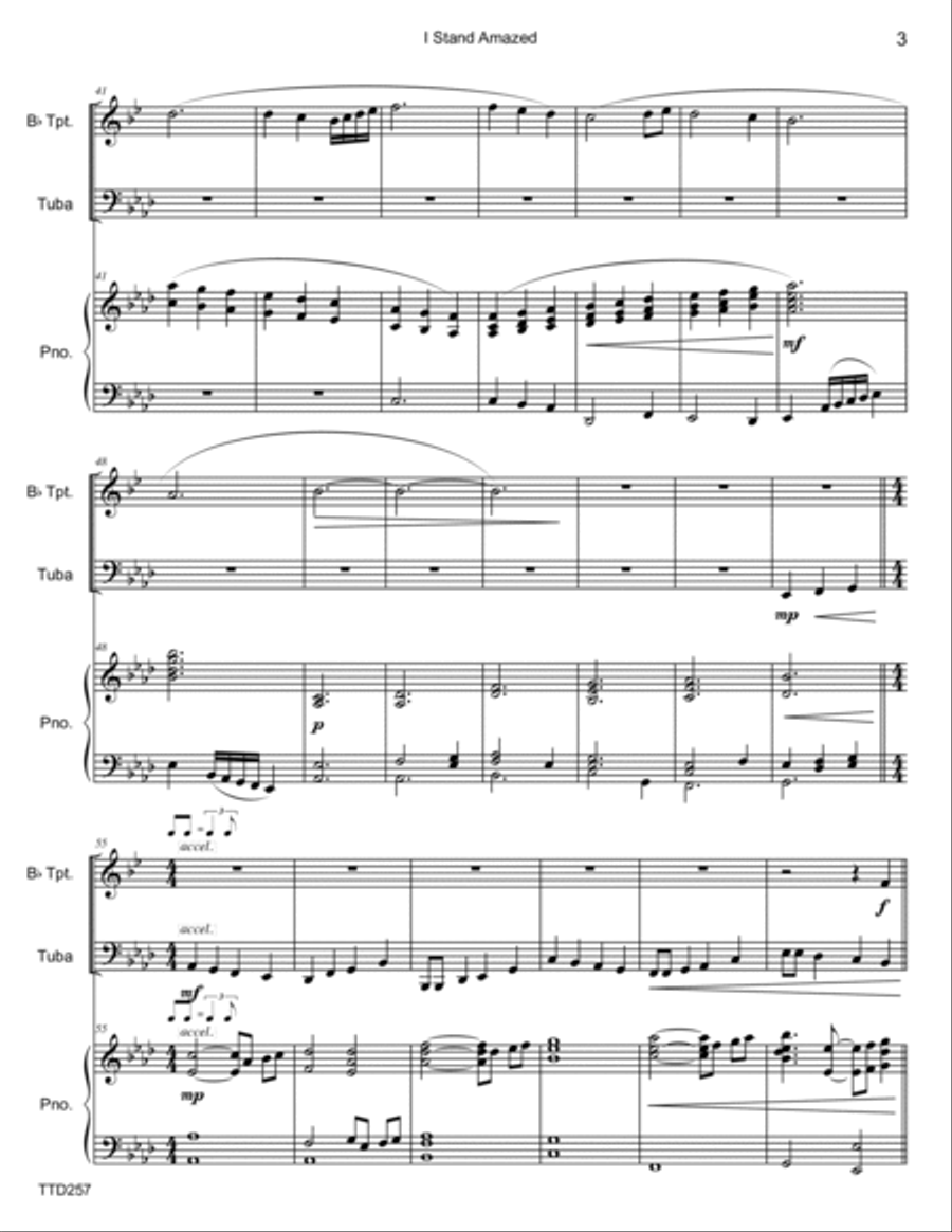 I STAND AMAZED - TRUMPET & TUBA with Piano Accompaniment Brass Ensemble scores gallery preview page 3