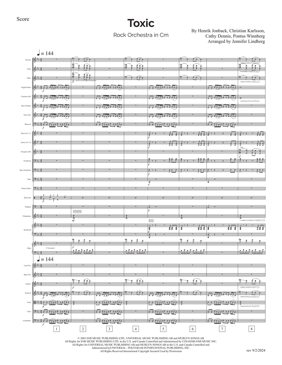 Toxic Full Orchestra scores gallery preview page 1