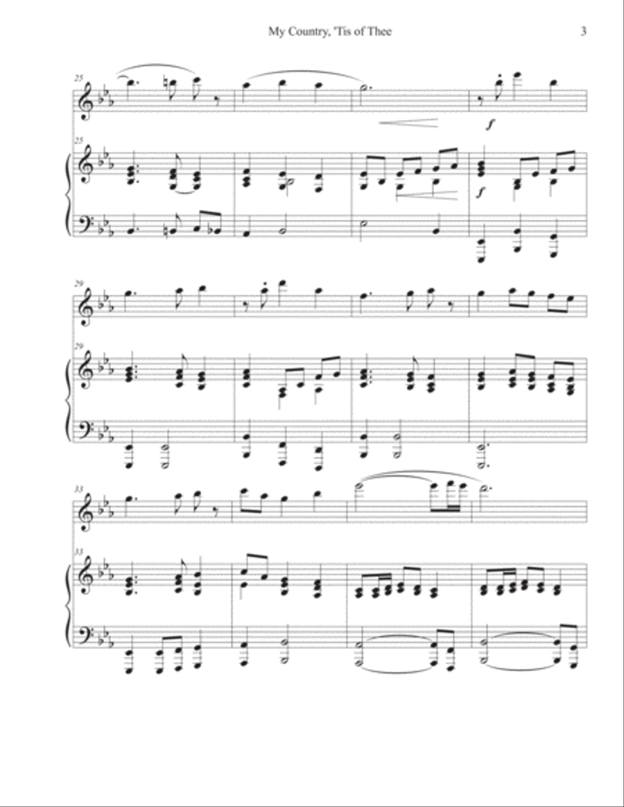 My Country, 'Tis of Thee (Flute-Piano) Flute Solo scores gallery preview page 3