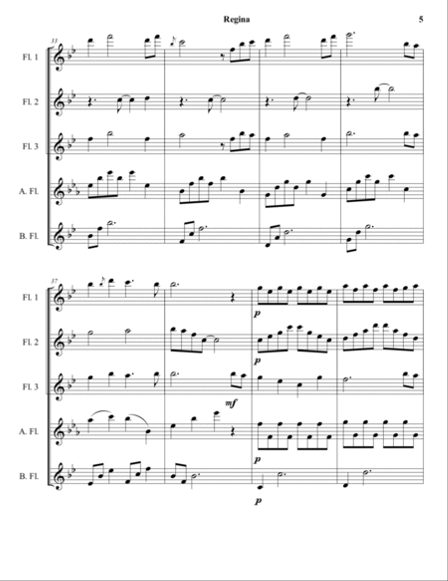 Regina (Flute Choir Arrangement) Flute Choir scores gallery preview page 6