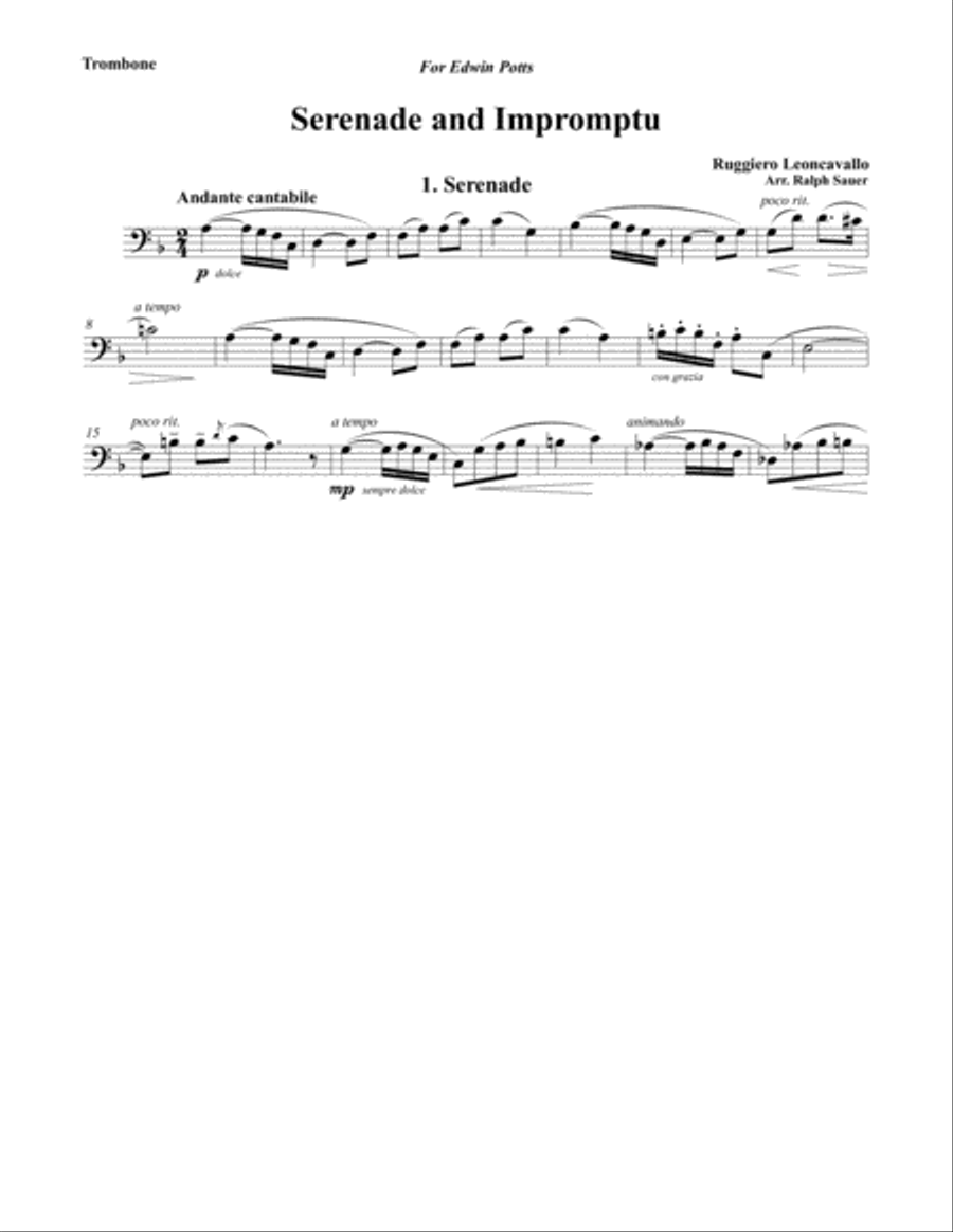 Serenade and Impromptu for Trombone and Piano Piano Accompaniment scores gallery preview page 2