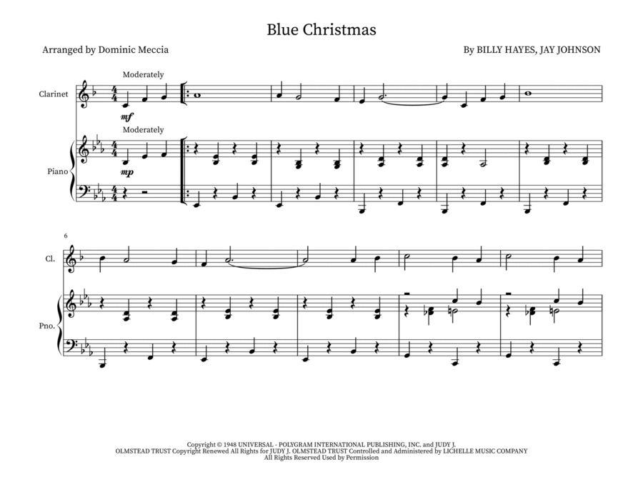 Blue Christmas Woodwind Duet scores gallery preview page 1