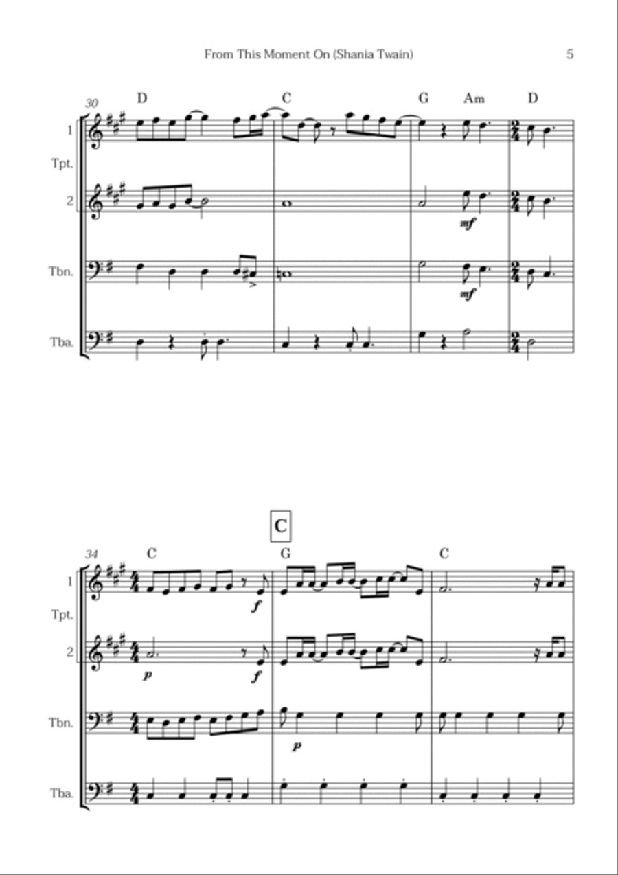 From This Moment On Brass Quartet scores gallery preview page 5