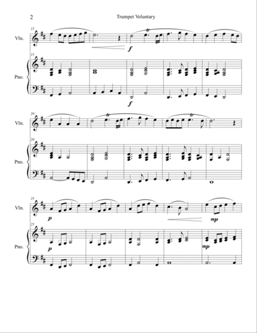 Trumpet Voluntary (Violin Solo) with piano accompaniment Trumpet Voluntary (Violin Solo) with piano accompaniment Trumpet scores gallery preview page 2
