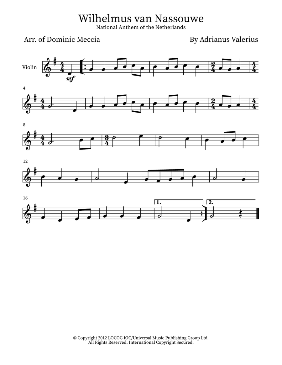Wilhelmus (netherlands National Anthem) String Trio scores gallery preview page 3