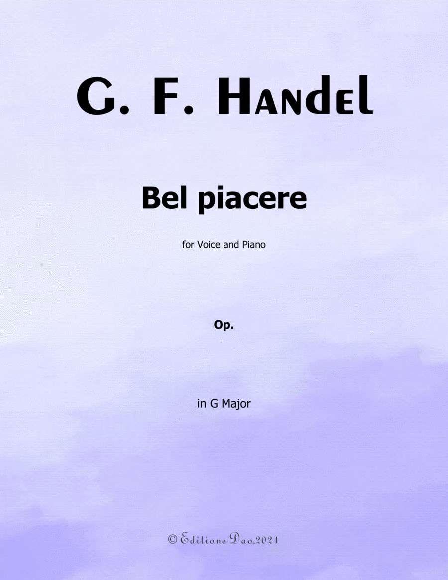 Bel piacere,by Handel,in G Major Voice scores gallery preview page 1