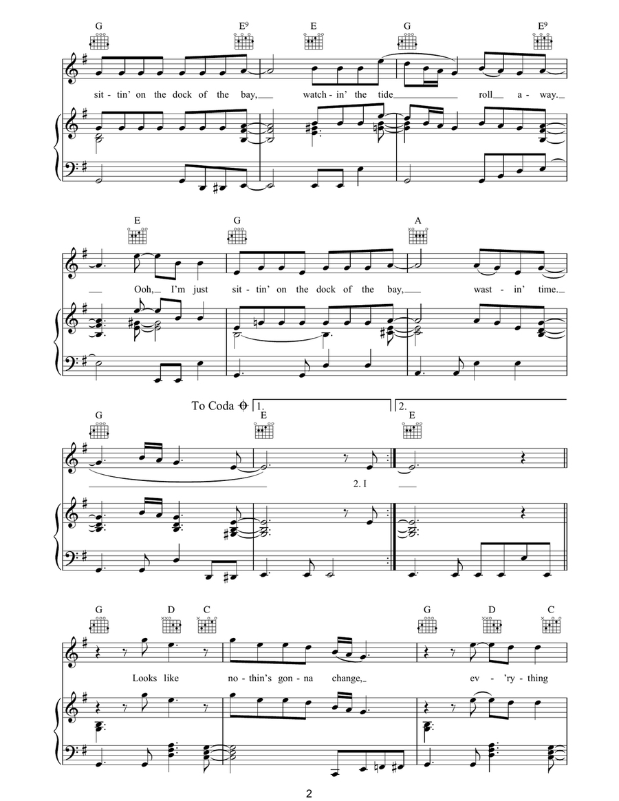 (Sittin' On) The Dock Of The Bay Acoustic Guitar scores gallery preview page 2