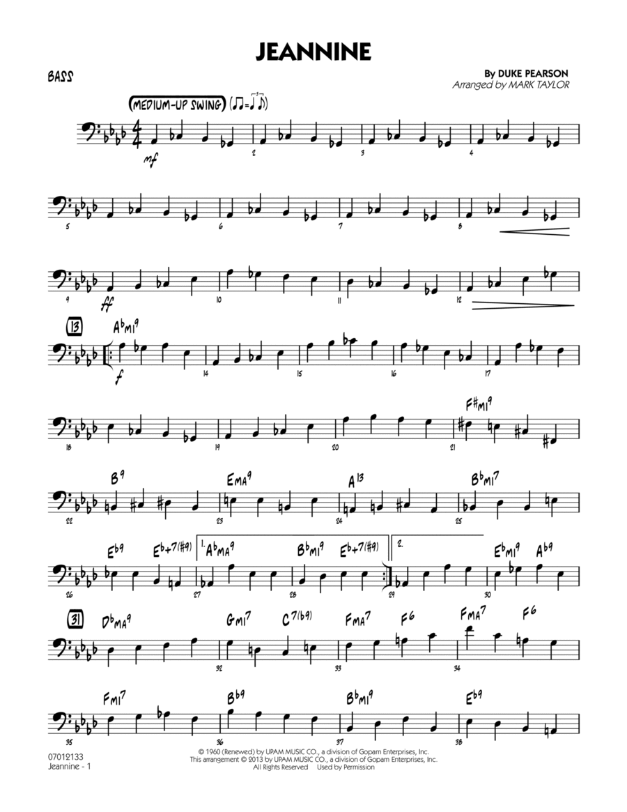 Jeannine - Bass Jazz Ensemble scores gallery preview page 1