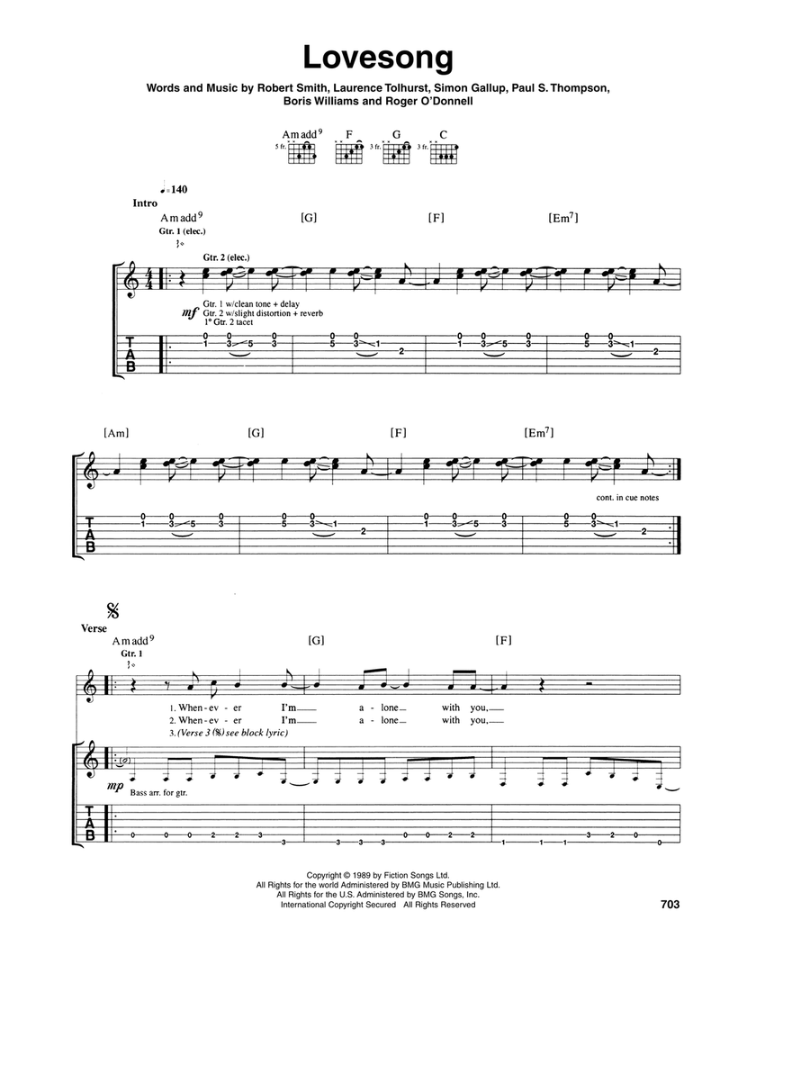 Lovesong Acoustic Guitar scores gallery preview page 1