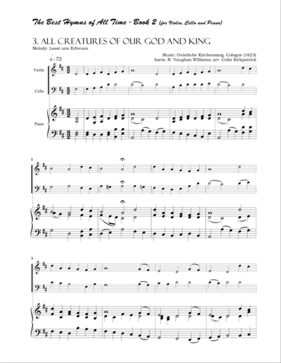The Best Hymns of All Time (Violin, Cello and Piano) Book 2 Piano Trio scores gallery preview page 5