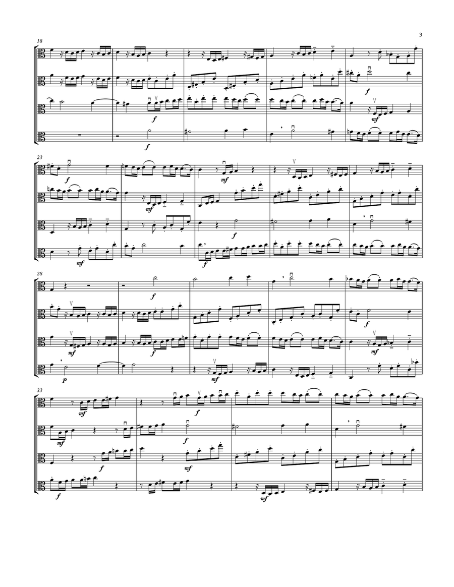 Concerto No. 1 in C Major for Four Violas Unaccompanied, TWV40:201 String Quartet scores gallery preview page 3