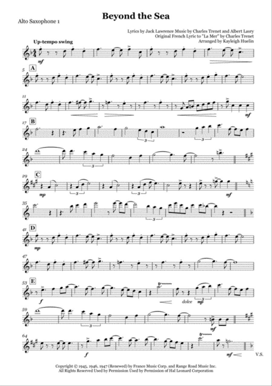 Beyond The Sea Saxophone Quartet scores gallery preview page 6
