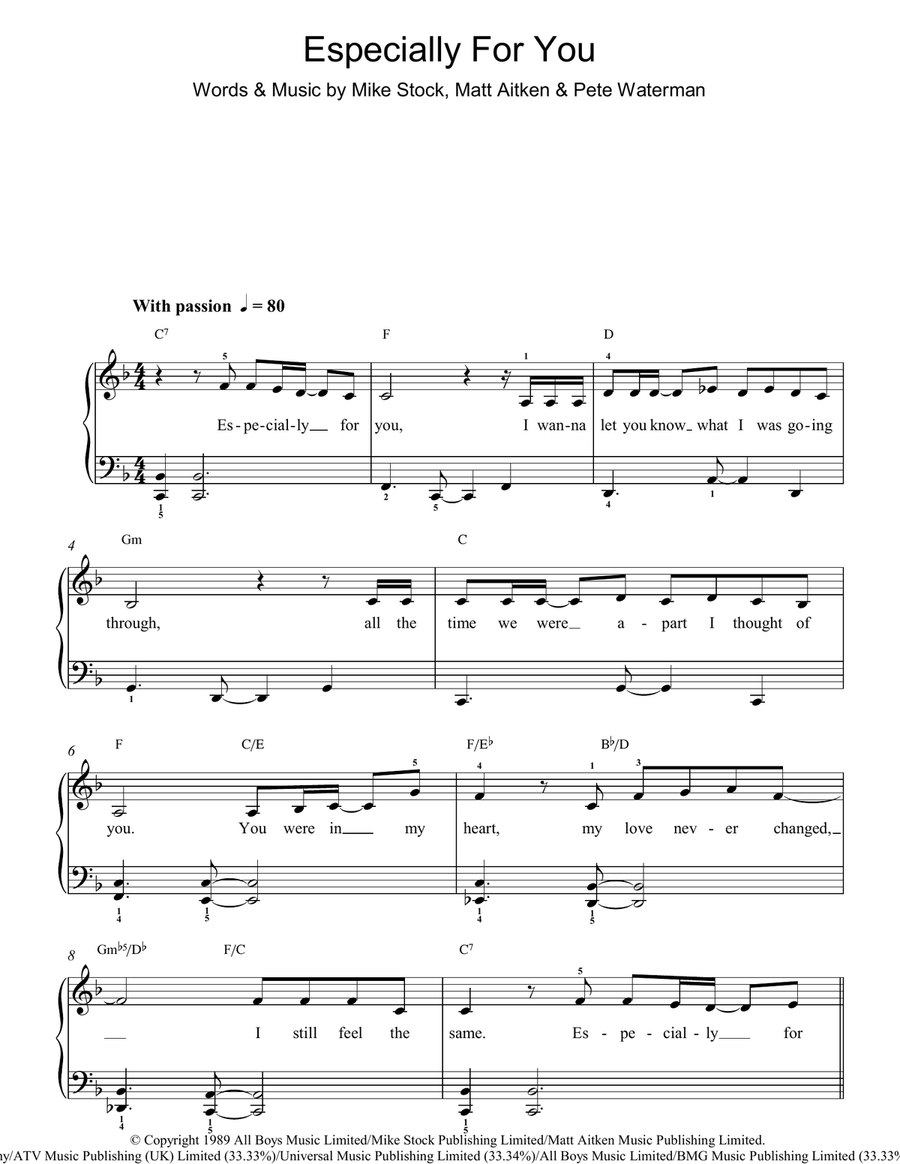 Especially For You Especially For You Easy Piano scores gallery preview page 1