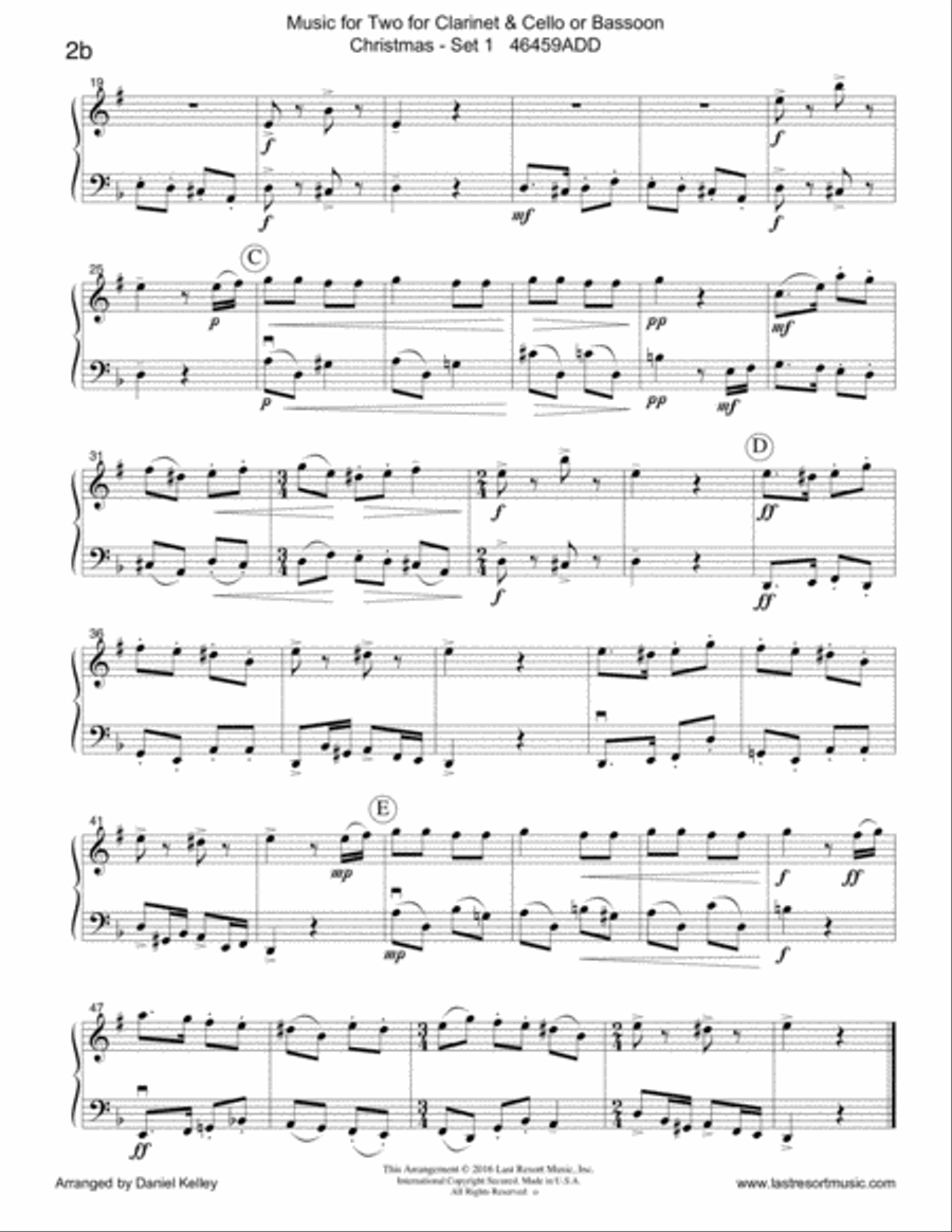 Christmas Duets for Clarinet and Cello or Clarinet & Bassoon - Set 1 - Music for Two Woodwind Ensemble scores gallery preview page 6