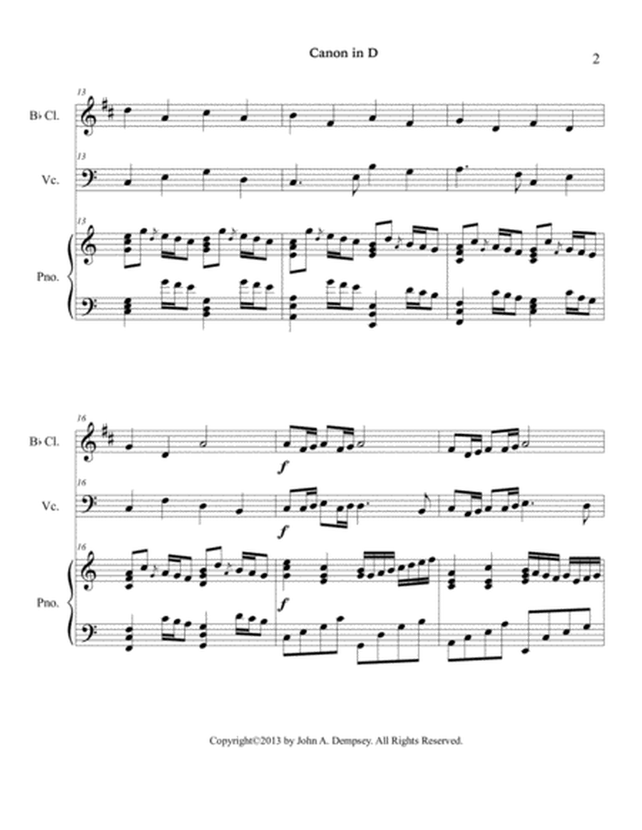 Canon in D (in C major): Trio for Clarinet, Cello and Piano image number null