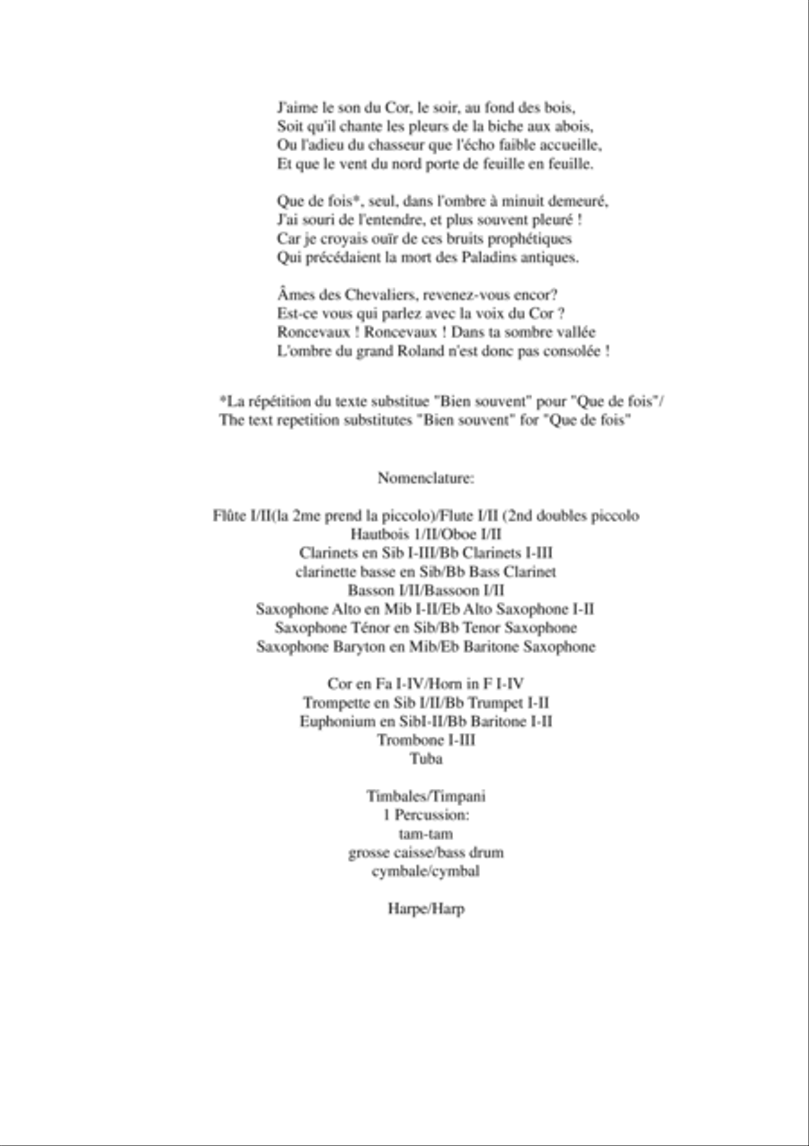 Ange Flégier: Le Cor for bass voice and concert band, score and complete parts Concert Band scores gallery preview page 2