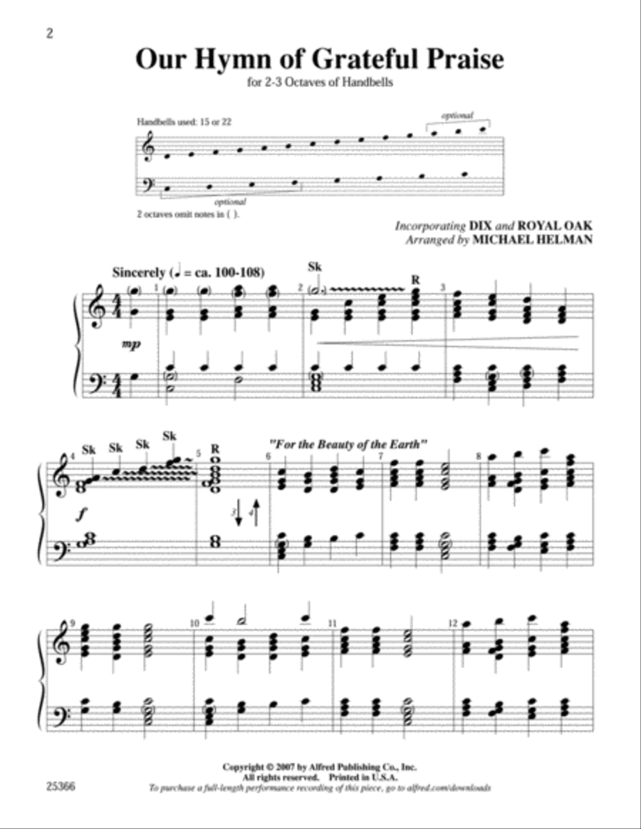 Our Hymn of Grateful Praise Handbell Choir scores gallery preview page 2