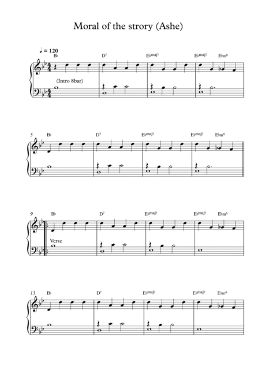 Moral Of The Story Piano Solo scores gallery preview page 1