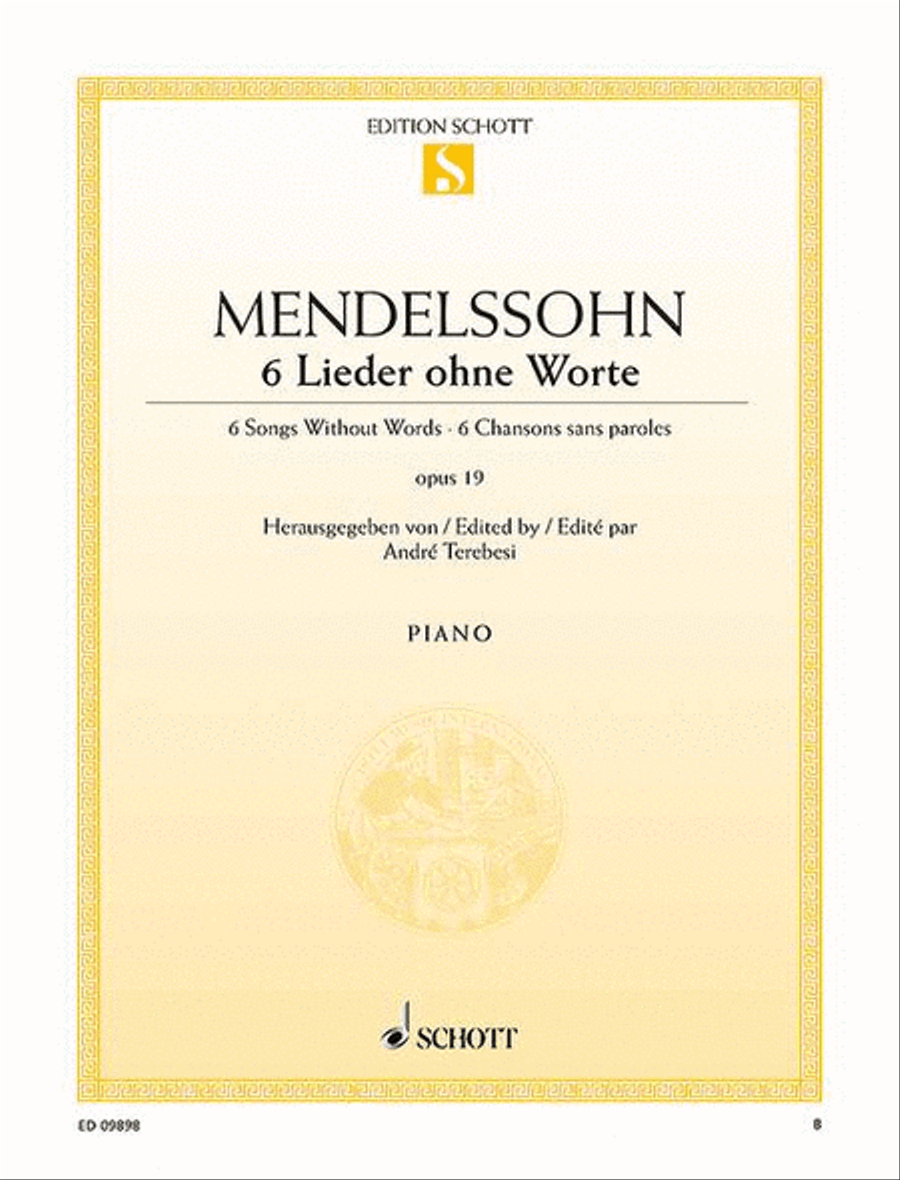 6 Songs Without Words, Op. 19 Piano Solo scores gallery preview page 1