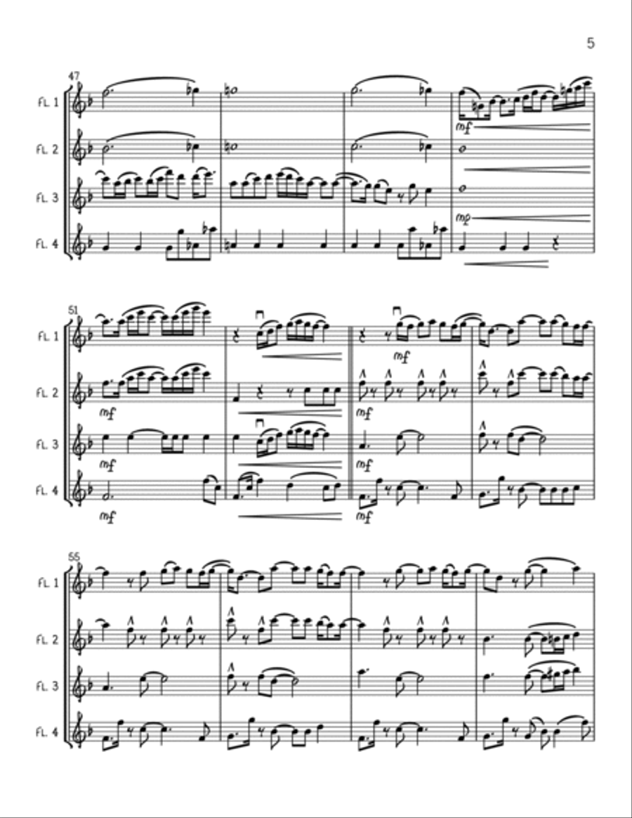 Murder On The Dancefloor Murder On The Dancefloor Flute Quartet scores gallery preview page 5