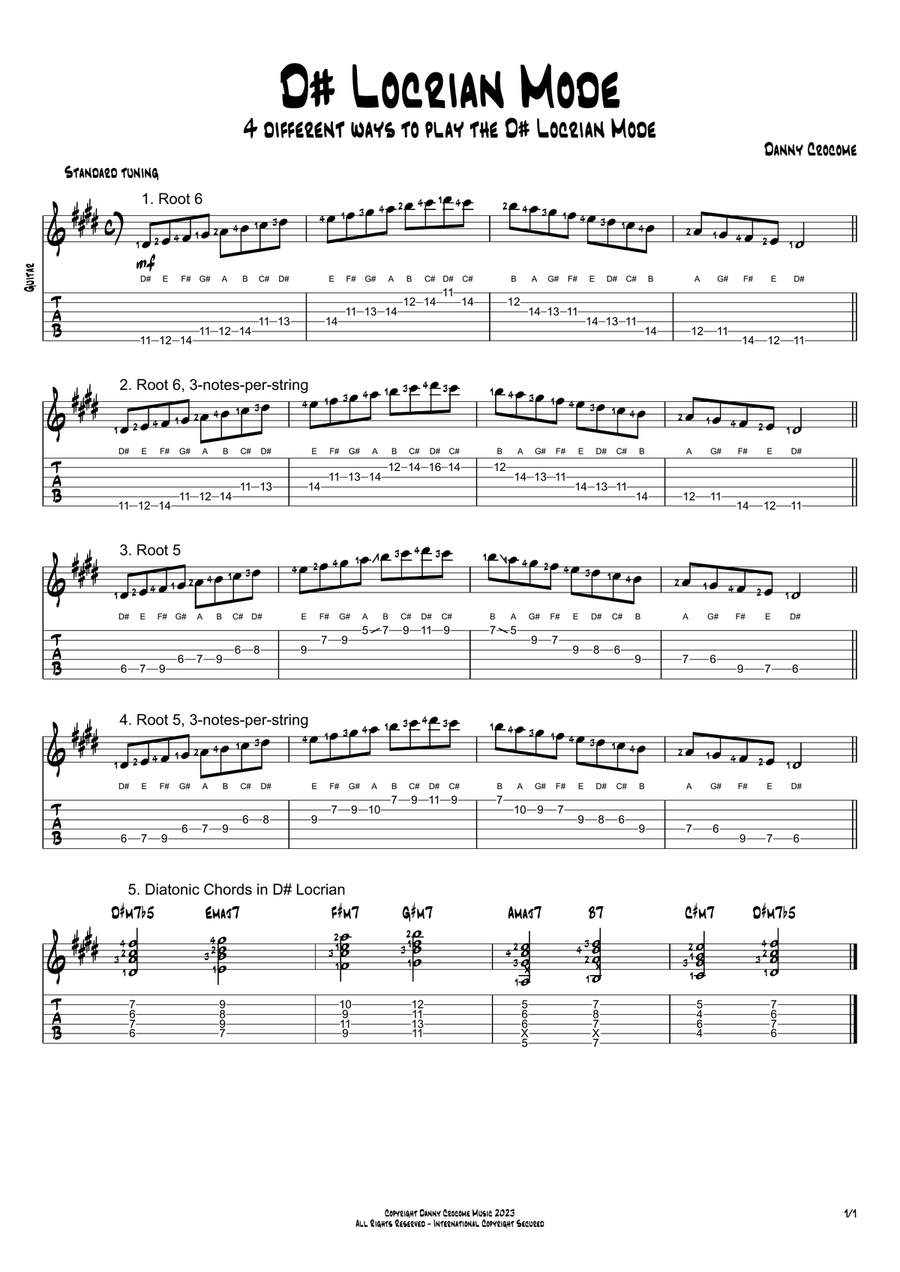 The Locrian Mode In All Keys (4 Ways To Play) Electric Guitar scores gallery preview page 5