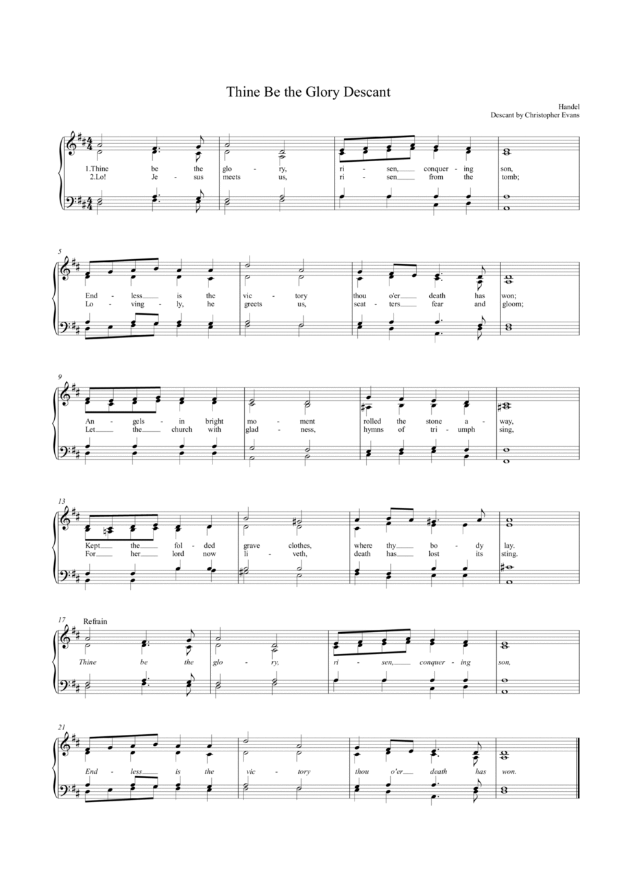 Thine Be the Glory Descant 4-Part scores gallery preview page 1