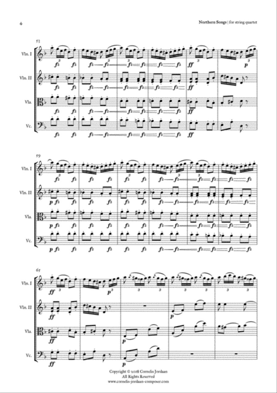 GRIEG : 4 Northern Songs, for string quartet String Quartet scores gallery preview page 4
