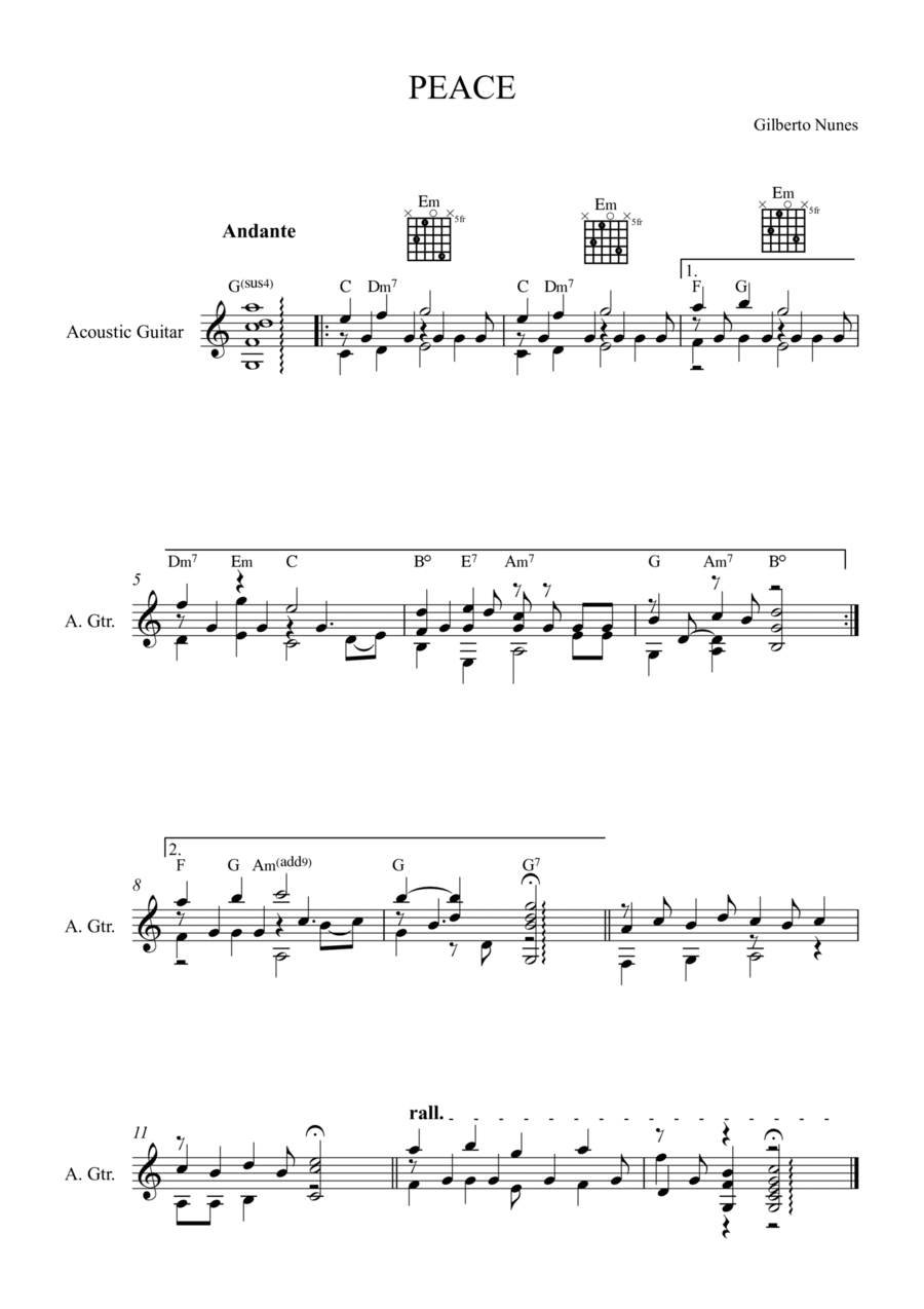 Peace Acoustic Guitar scores gallery preview page 1