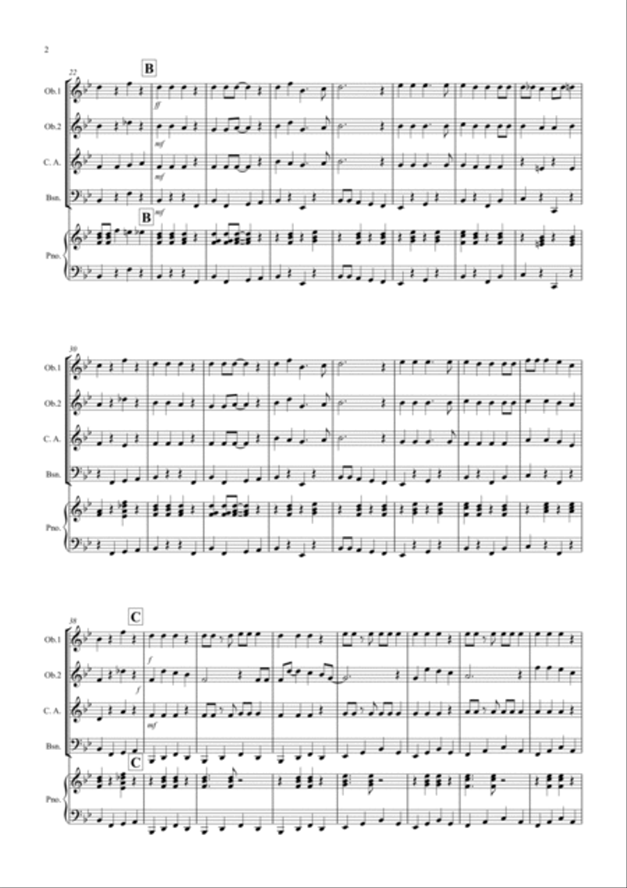 Jingle Bells (Jazzy Style!) for Double Reed Quartet Bassoon scores gallery preview page 2