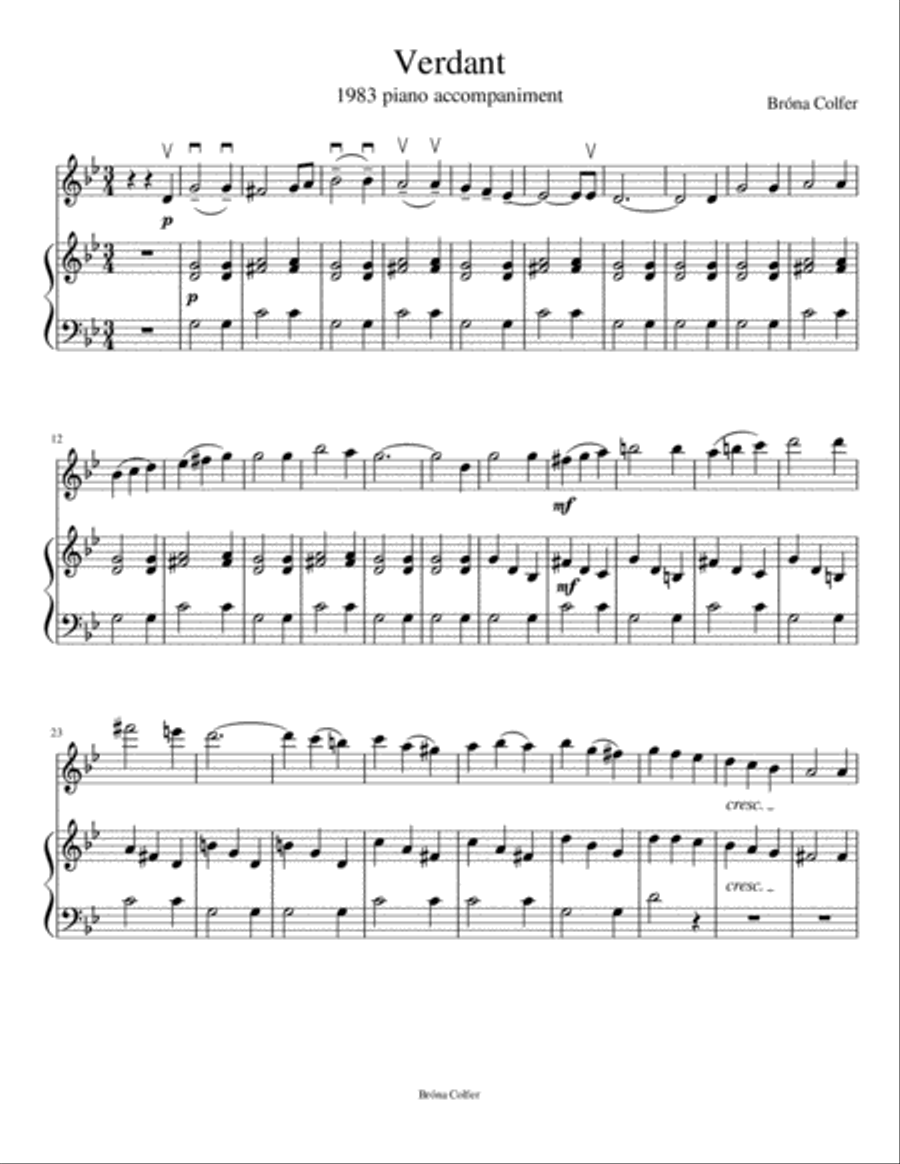 Verdant Piano Accompaniment Piano Solo scores gallery preview page 1