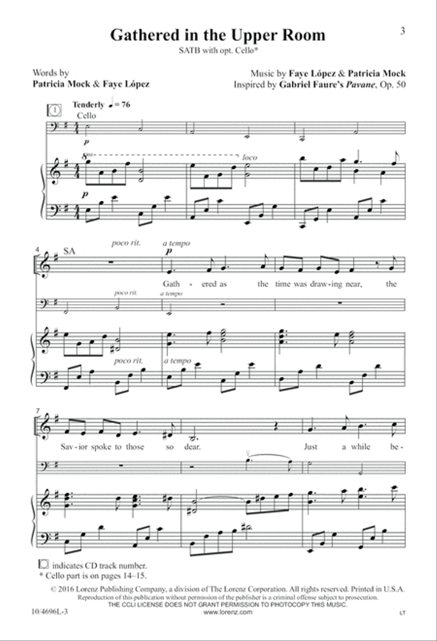 Gathered in the Upper Room 4-Part scores gallery preview page 3